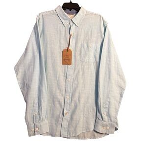 NWT Weatherproof Vintage Light Blue Casual Button Down Shirt 100% Cotton- Large